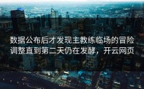 数据公布后才发现主教练临场的冒险调整直到第二天仍在发酵，开云网页